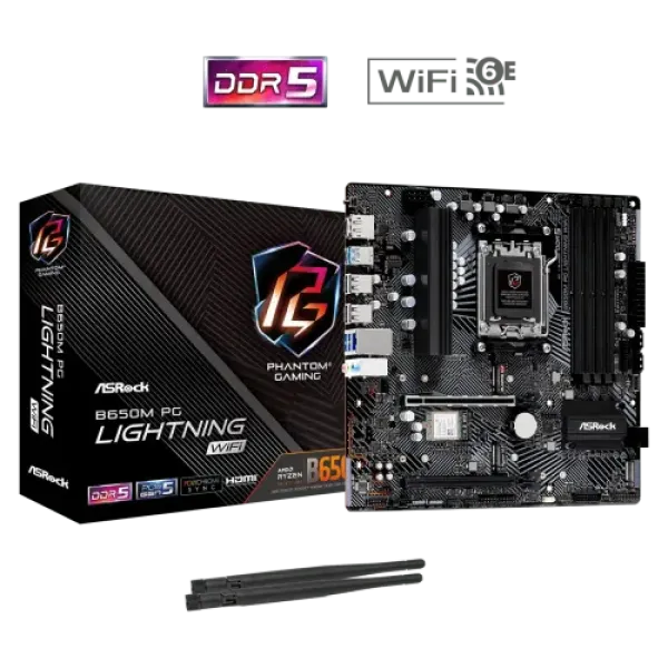 ASRock B650M PG Lightning WiFi AM5 Micro ATX Motherboard